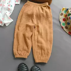 Imagem do Verão meninos meninas calças de linho algodão casual bebê crianças soltas h