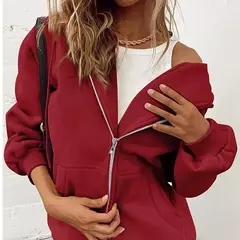Imagem do Harajuku moda sólida feminina zíper solto pulôver 2024 streetwear y2k feminin