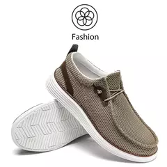 Sapato de lona casual masculino, mocassins masculinos, respirável, deslizamento - loja online