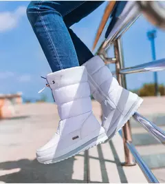 Botas de neve femininas de pelúcia à prova de água plataforma alta botas muito confortaveis - Show Drop