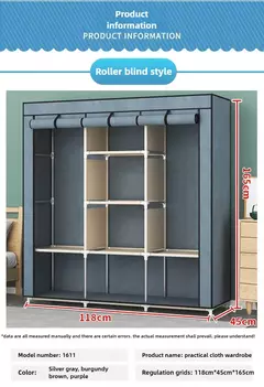 Dobrável haste dupla guarda-roupa quarto roupas armário mais organizador