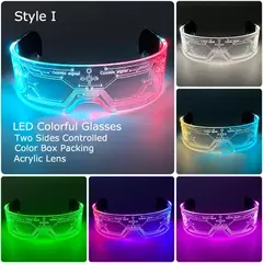 Acrílico led luminoso óculos de festa brilho neon light up viseira óculos dj na internet