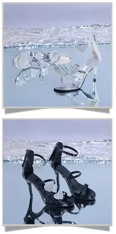 Senhoras sapatos de salto alto elegante glitter coração brilhante padrão sapa
