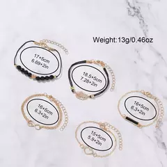 6 pçs conjunto relógio para mulheres de luxo couro analógico senhoras quartzo - comprar online