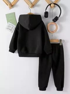 Crianças moda 2 pçs pulôver com capuz + calças ternos 1-8 anos meninos menin