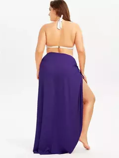 Imagem do Verão praia sexy feminino cor sólida envoltório vestido proteção solar biki