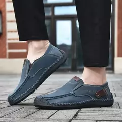 Sapatos masculinos casuais confortáveis deslizamento em mocassins de couro apar na internet