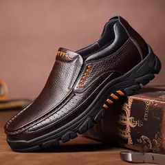 Sapatos para homens mocassins de couro chef sapatos de trabalho conforto penetra - Show Drop