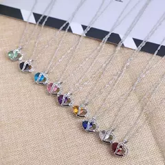 Colar de pingente zircônia cúbica incrustada jóias presente forma coração m - Show Drop