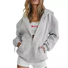 Harajuku moda sólida feminina zíper solto pulôver 2024 streetwear y2k feminin