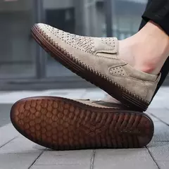 Imagem do Botas de couro artesanais para homens, sapatos de grife casual, macio, andando,