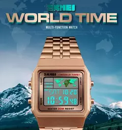 SKMEI-Relógio Digital Masculino Impermeável, 1338, Relógio Despertador, 3Bar, - loja online