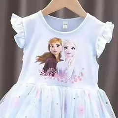 Disney 2025 novas meninas vestido mangas voadoras crianças roupas de festa na internet