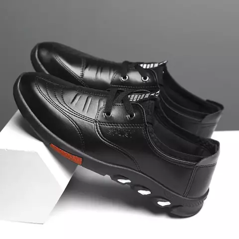 Sapatos de couro masculinos sapatos casuais de negócios solas macias mocassins - comprar online