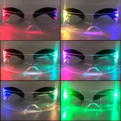 Acrílico led luminoso óculos de festa brilho neon light up viseira óculos dj