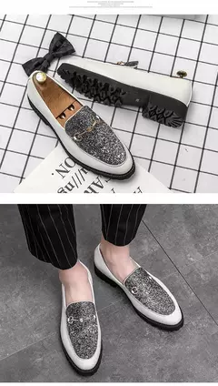 Homens vestido sapatos primavera outono deslizamento em couro de patente mocassi - comprar online
