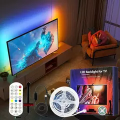 Tv luz de fundo ambiente 5v usb rgbic tira luz led com câmera 3.8m 5m app tela na internet