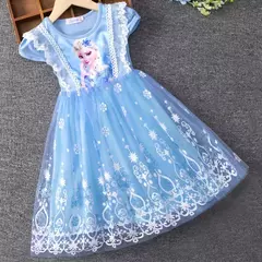 Disney Frozen Princess Dress para meninas, vestidos de mangá voadora, roupas in