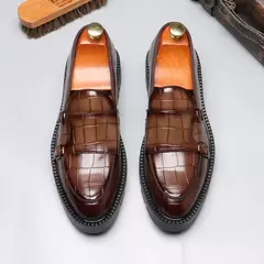 Moda masculina sapatos casuais de couro masculino clássico estilo britânico mo na internet