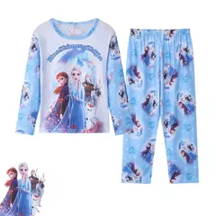 Novo congelado meninas pijamas anna elsa conjuntos de roupas infantis manga longa - Show Drop
