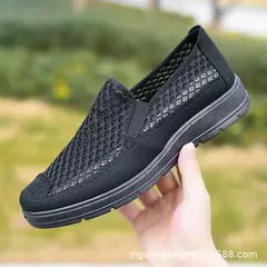 Mocassins antiderrapantes de malha respirável masculinos, sapatilhas casuais ma