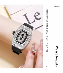 Nova moda de luxo tonneau pulseira relógios para mulher cristal aço inoxidáve - comprar online