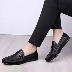 2022 novos mocassins pretos de couro masculino alta qualidade designer sapatos m - comprar online