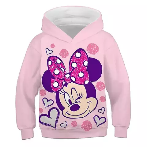 3-12y meninas rosa casaco com capuz das crianças disney minnie mouse hoodies ou - comprar online
