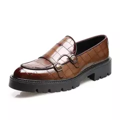 Moda masculina sapatos casuais de couro masculino clássico estilo britânico mo - loja online