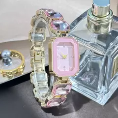 Imagem do Feminino grande seção strass corrente retangular cor caso strass dial moda
