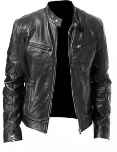 Jaqueta de couro de motocicleta masculina, casaco punk, gola alta, roupas seu melhor estilo