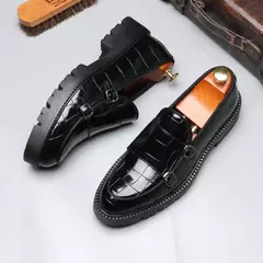 Imagem do Moda masculina sapatos casuais de couro masculino clássico estilo britânico mo