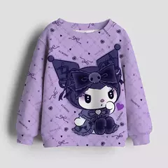 Bonito Kuromi e Melody Cartoon Anime Periféricos moletons Meninos e Meninas Suéter Pulôver de Pescoço Redondo na Primavera e no Outono