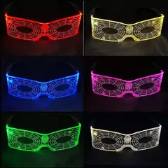 Imagem do Acrílico led luminoso óculos de festa brilho neon light up viseira óculos dj