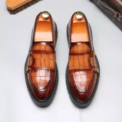 Moda masculina sapatos casuais de couro masculino clássico estilo britânico mo - comprar online