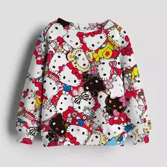 Bonito Kuromi e Melody Cartoon Anime Periféricos moletons Meninos e Meninas Suéter Pulôver de Pescoço Redondo na Primavera e no Outono