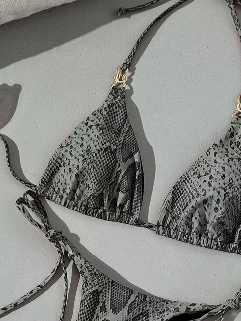 Moda feminina verão conjunto de biquíni cobra impressão bandagem estiramento - comprar online
