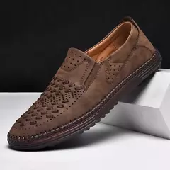Botas de couro artesanais para homens, sapatos de grife casual, macio, andando, - comprar online