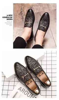 Homens vestido sapatos primavera outono deslizamento em couro de patente mocassi - comprar online