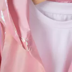 Jaqueta com capuz fino monocromático para menina, poliéster, roupa diária con