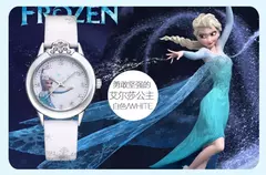 Elsa Princess Watch for Kids, pulseira de couro, relógios de pulso infantis fof na internet