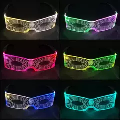 Acrílico led luminoso óculos de festa brilho neon light up viseira óculos dj - Show Drop