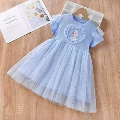 Disney Frozen Princess Dress para meninas, vestidos de mangá voadora, roupas in