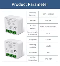 Disjuntor wi-fi tuya smart home app telefone controle de voz interruptor remoto - Show Drop