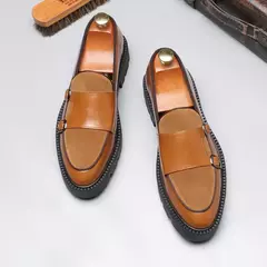 Moda masculina sapatos casuais de couro masculino clássico estilo britânico mo na internet
