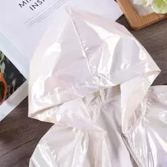 Jaqueta com capuz fino monocromático para menina, poliéster, roupa diária con - Show Drop