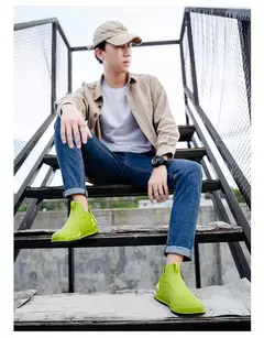 Botas de cano curto masculino, botas de chuva monocromáticas, sapatos de pesca na internet