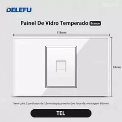 Imagem do DELEFU 4*2 Vidro Temperado Branco Tomada Padrão Brasil com Dupla USB Tipo C Tom