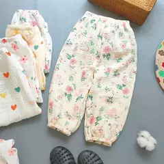 Verão meninos meninas calças de linho algodão casual bebê crianças soltas h - comprar online