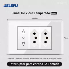 DELEFU 4*2 Vidro Temperado Branco Tomada Padrão Brasil com Dupla USB Tipo C Tom - comprar online